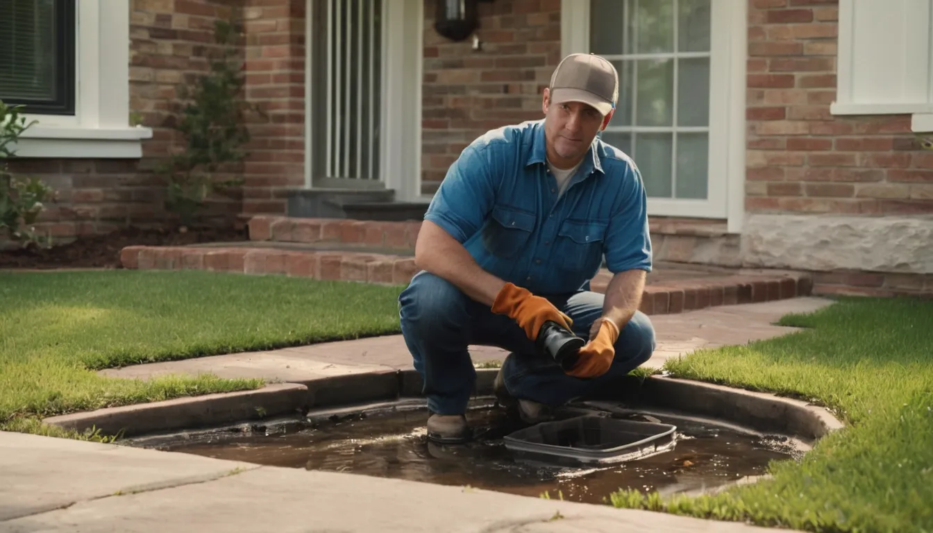 Provider checking a sewer cleanout in a front yard in the Detroit area